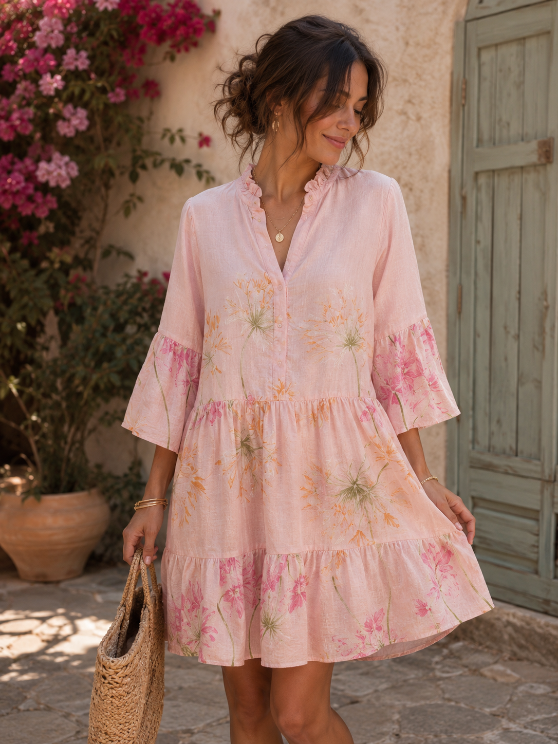 Robe rose fleurie