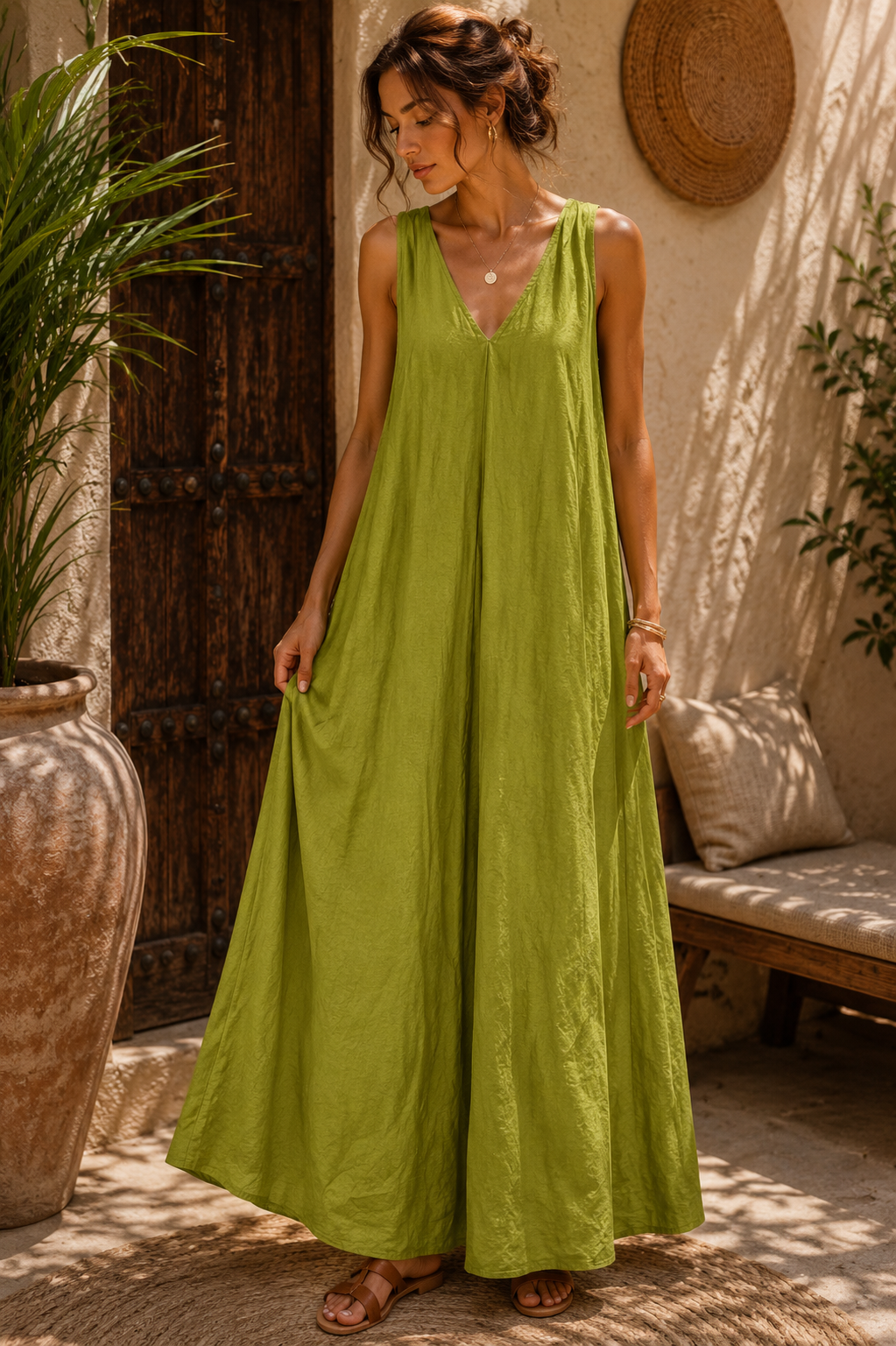 Robe évasion olive - légèreté & élégance