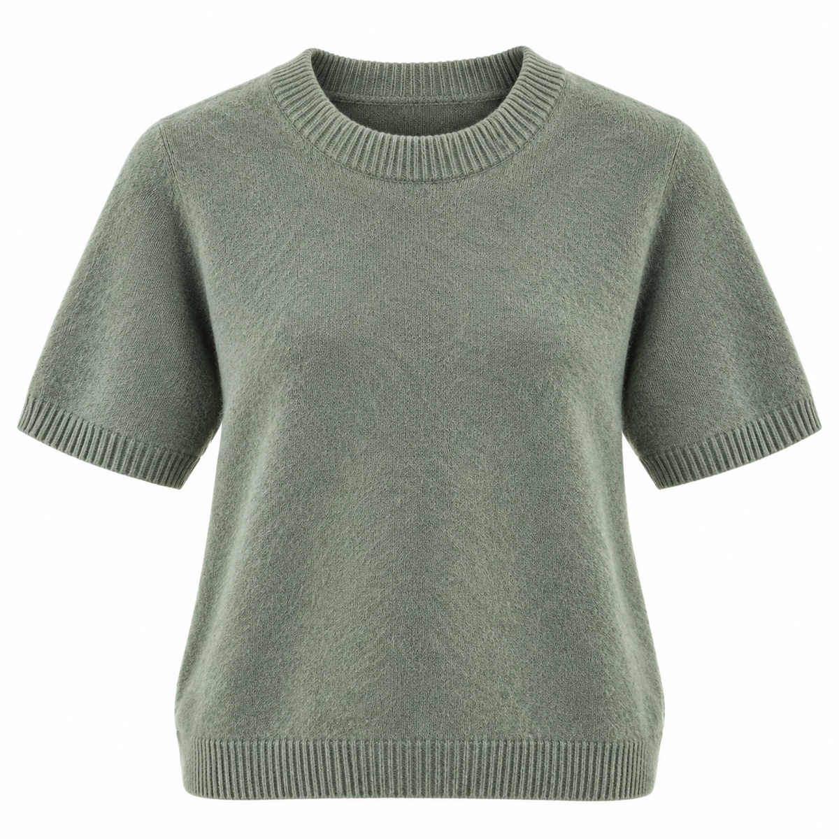 Pull à manches courtes vert sauge alpaga