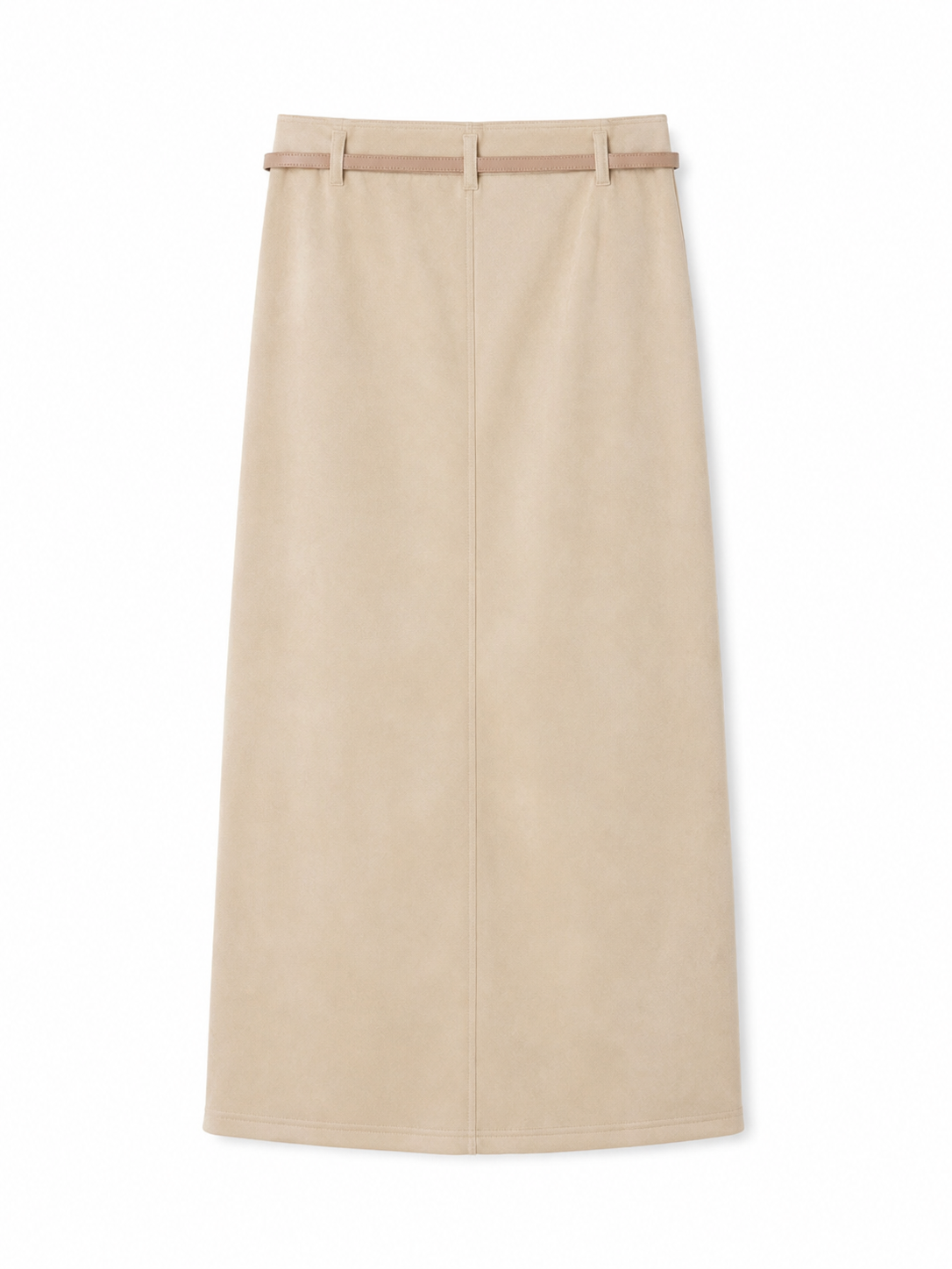 Jupe Longue Effet Suédine – Beige