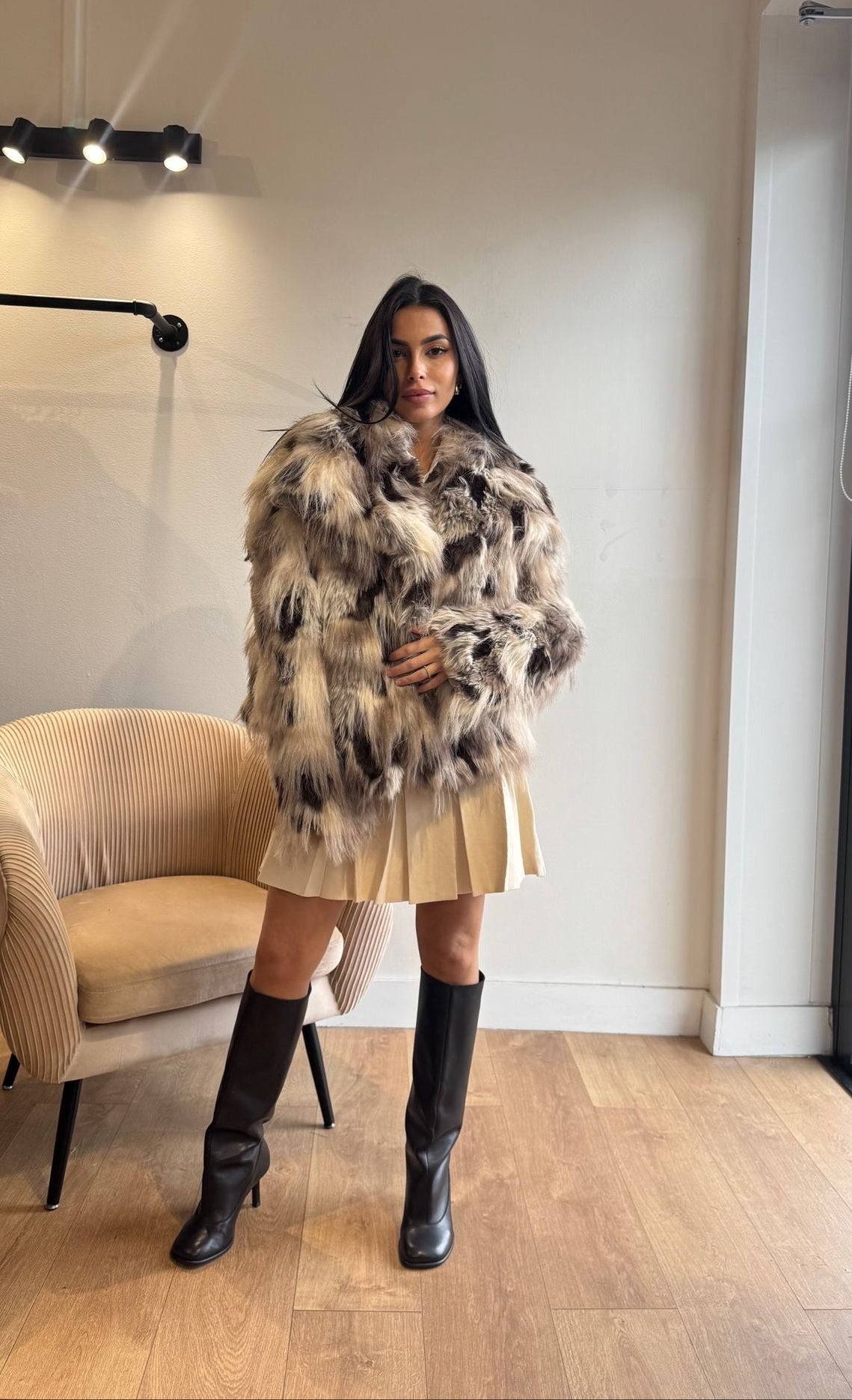 FOURRURE CHOCO/BEIGE