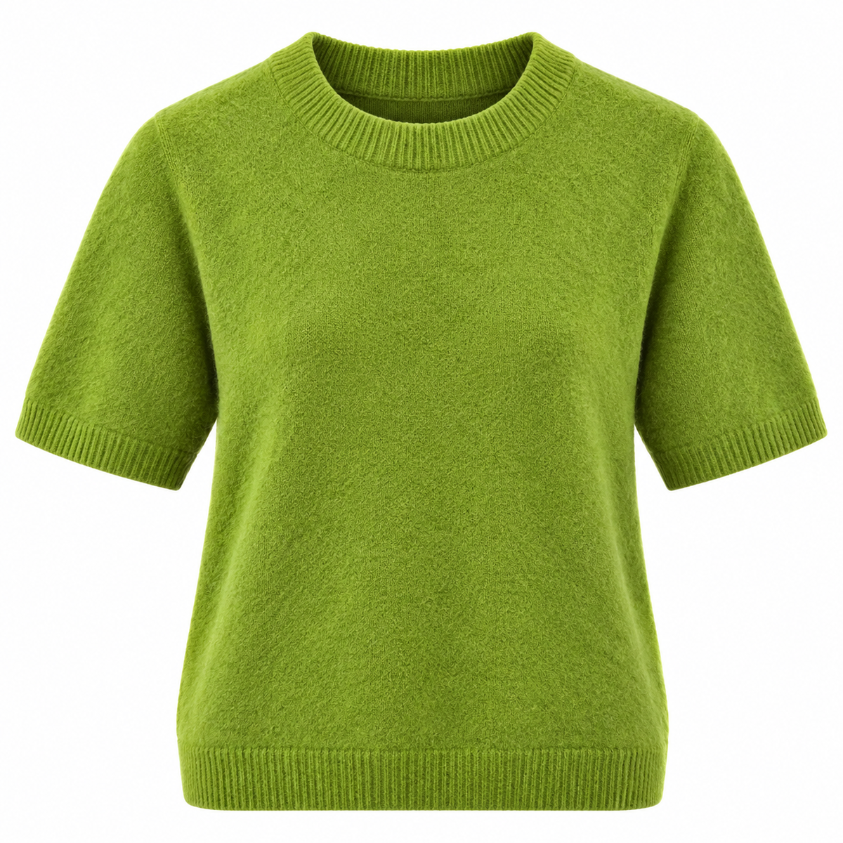 Pull à manches courtes vert olive alpaga