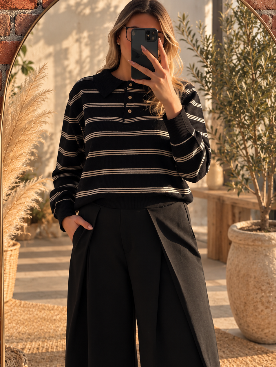 Pull rayé noir,gris et blanc