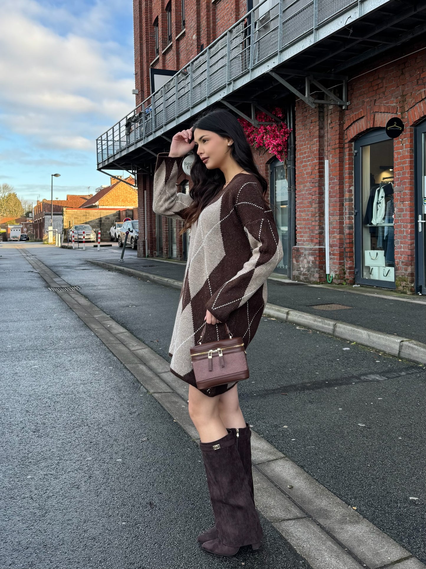 Robe maille jacquard – Élégance texturée & confort chic
