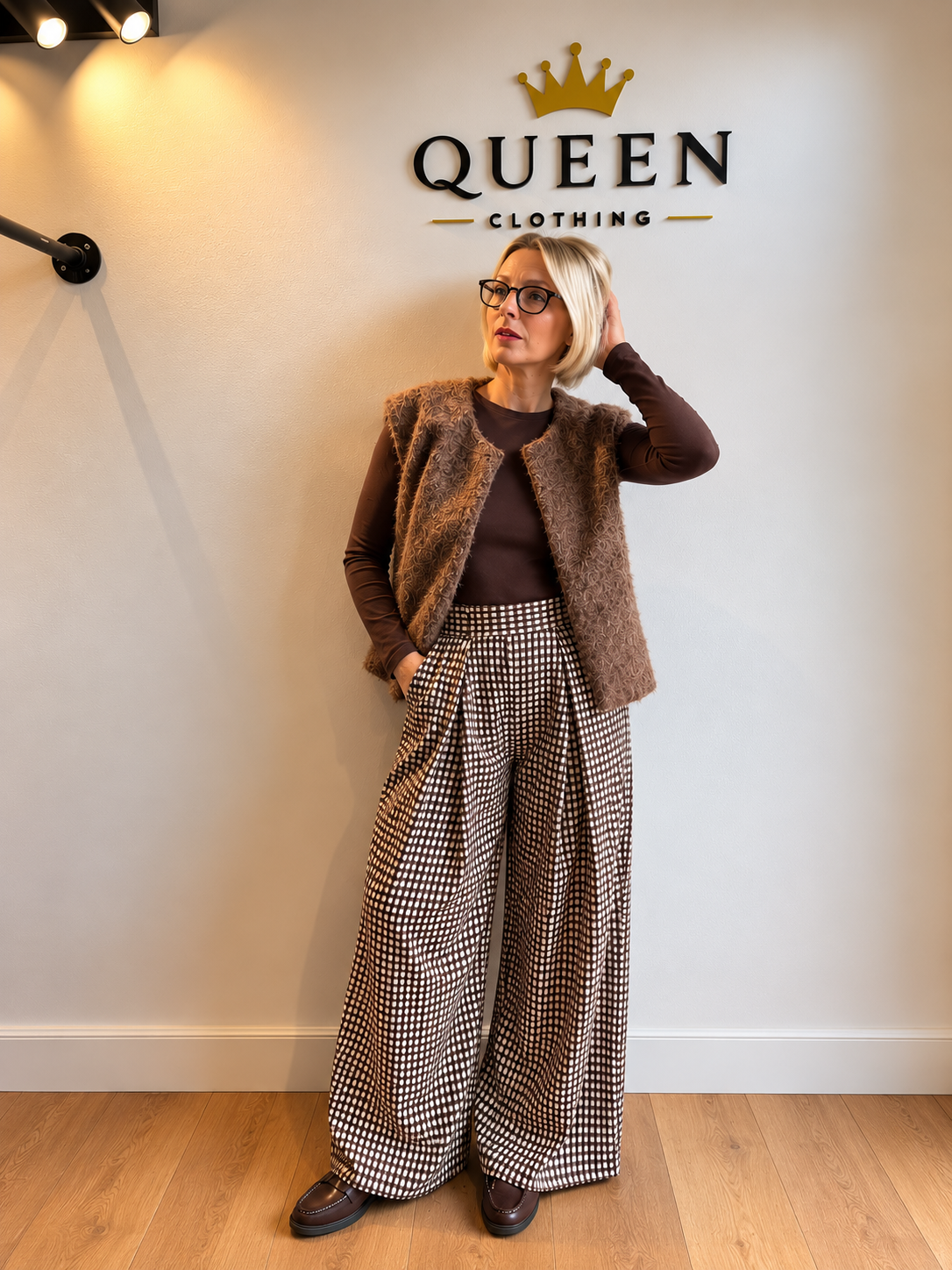 Gilet moumoute sans manches – Marron