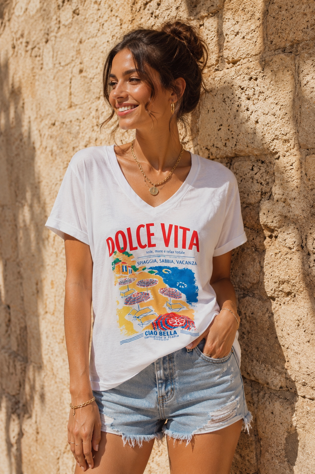 T-SHIRT COL V DOLCE VITA