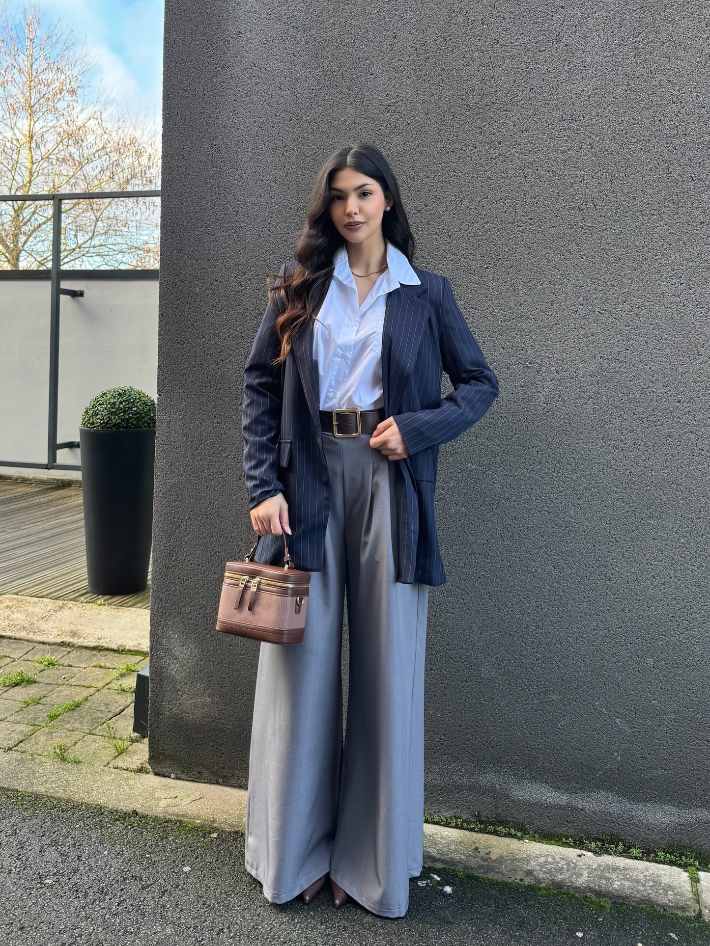 Blazer rayé bleu marine – Élégance intemporelle & style structuré
