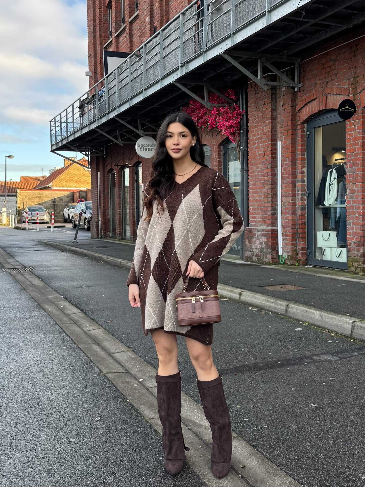 Bottes hautes chocolat en suédine
