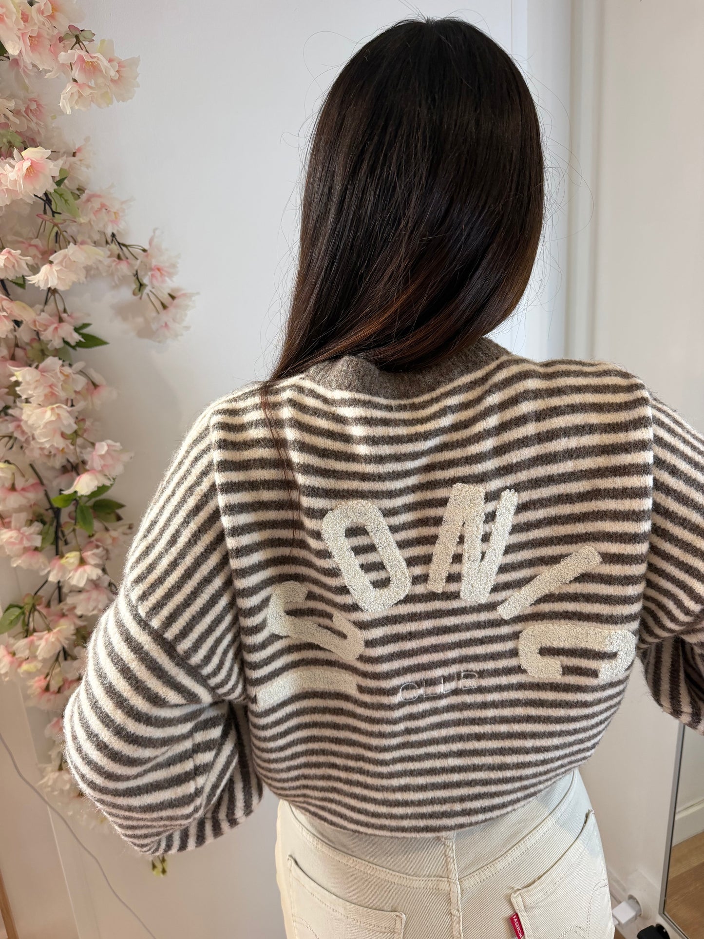 Pull à rayure ICONIC taupe