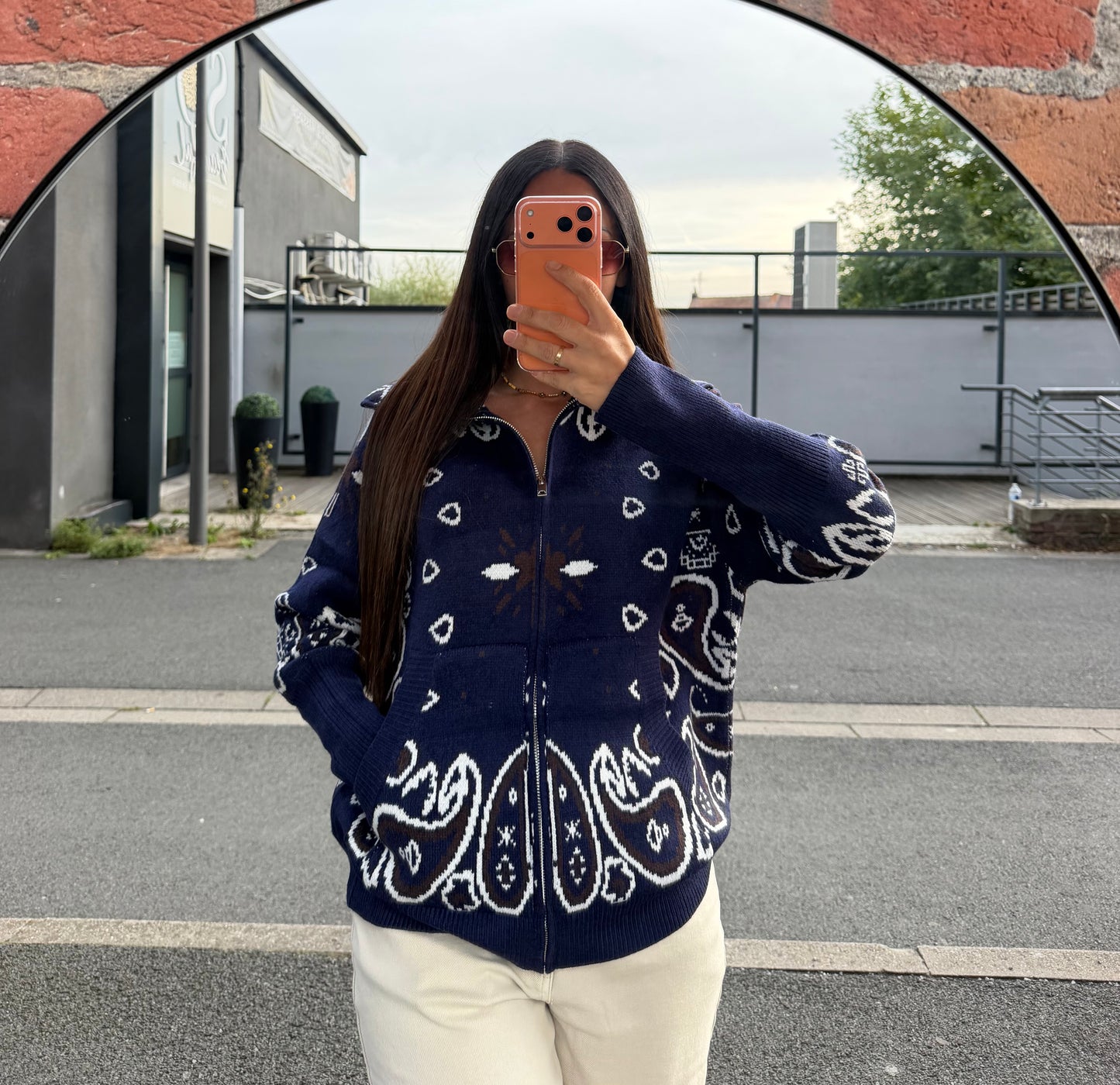 GILET MOTIF BANDANA BLEU FONCÉ