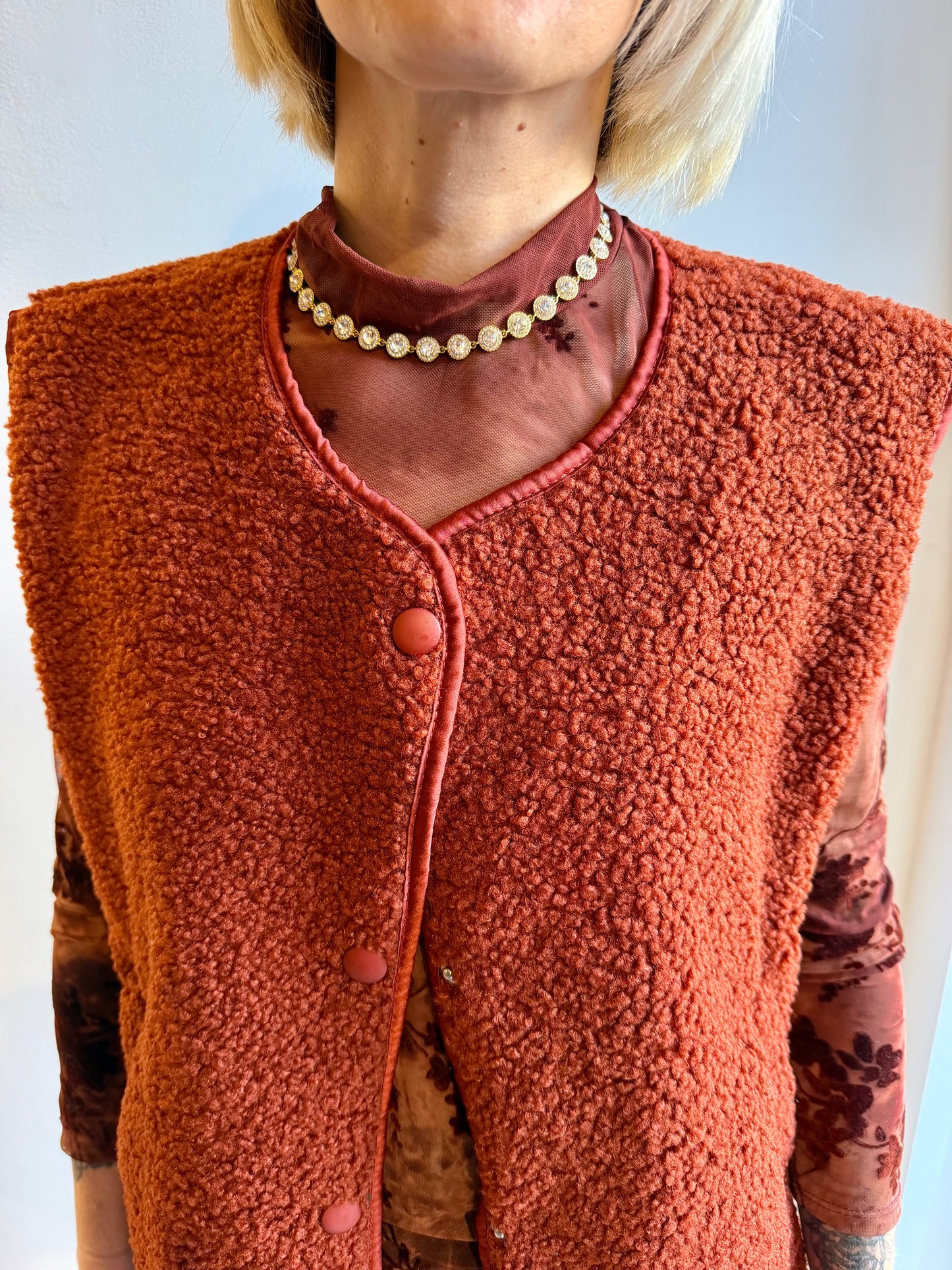 VESTE TEDDY BRIQUE