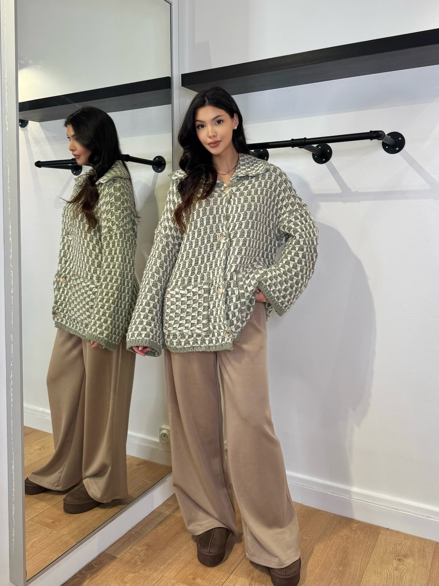 GILET MAILLE TRICOTÉ KAKI