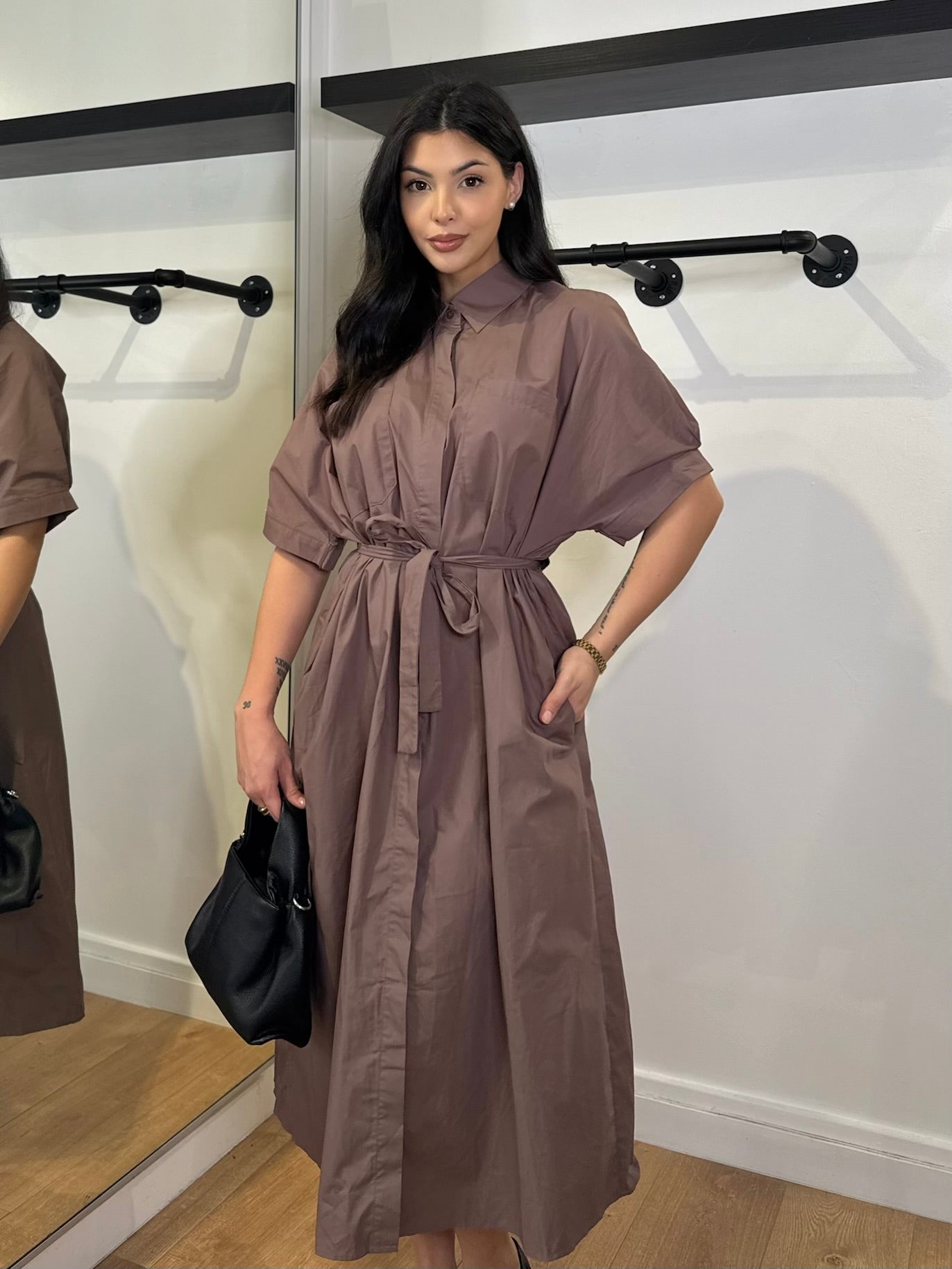 ROBE CHEMISE MARRON GLACÉ CLAIR