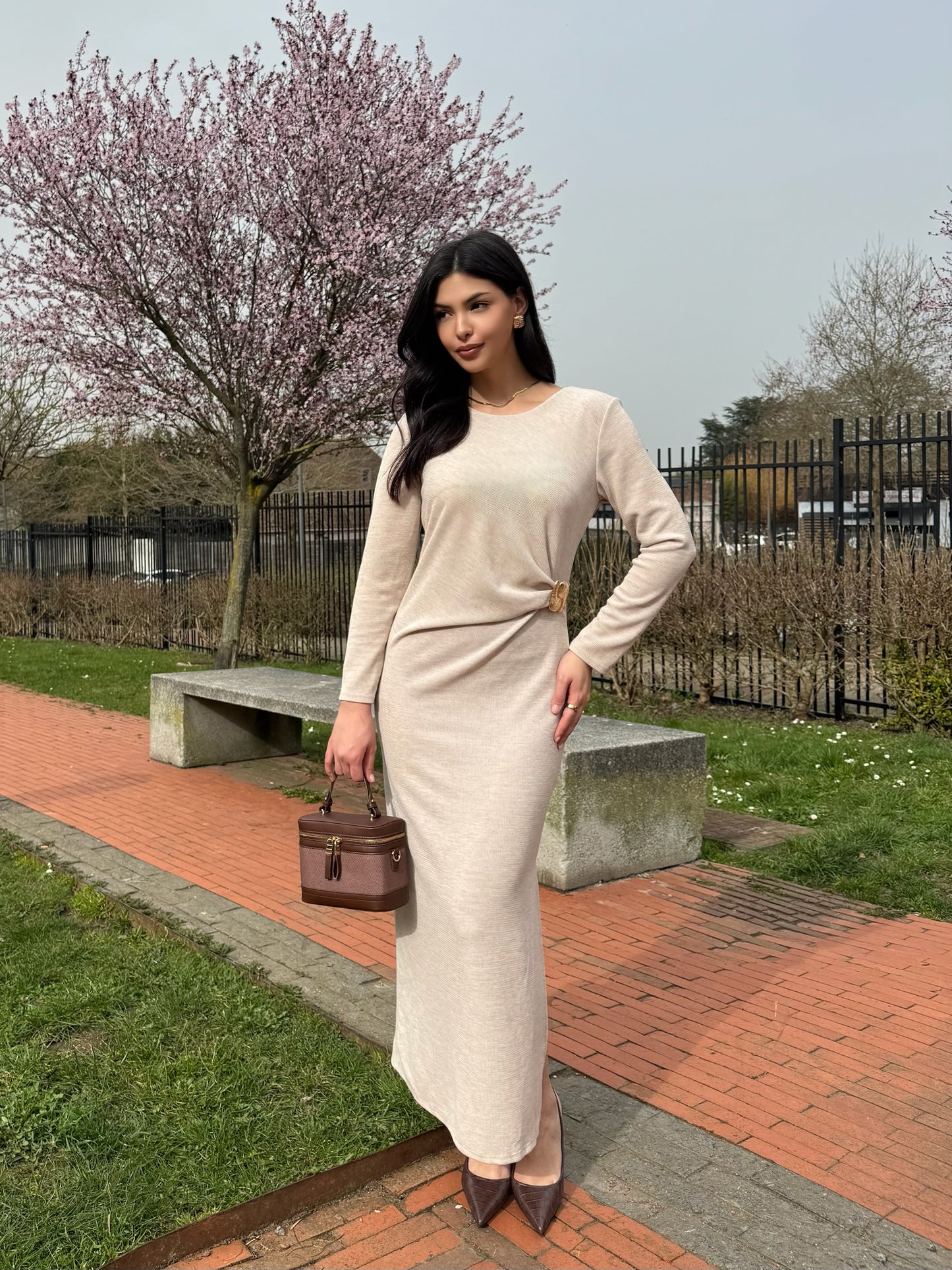 ROBE LONGUE BEIGE COQUILLAGE
