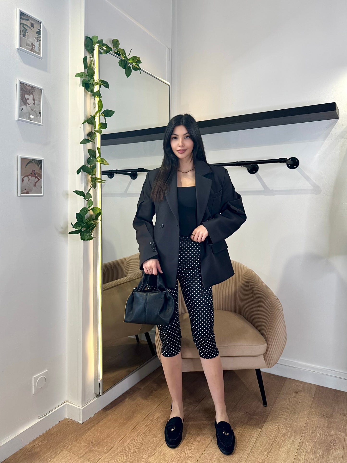 Capri à petits pois noir/blanc – Rétro chic & confort au quotidien