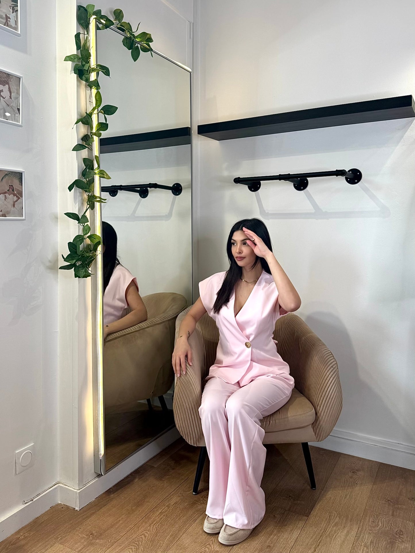 ENSEMBLE VESTE PANTALON ROSE