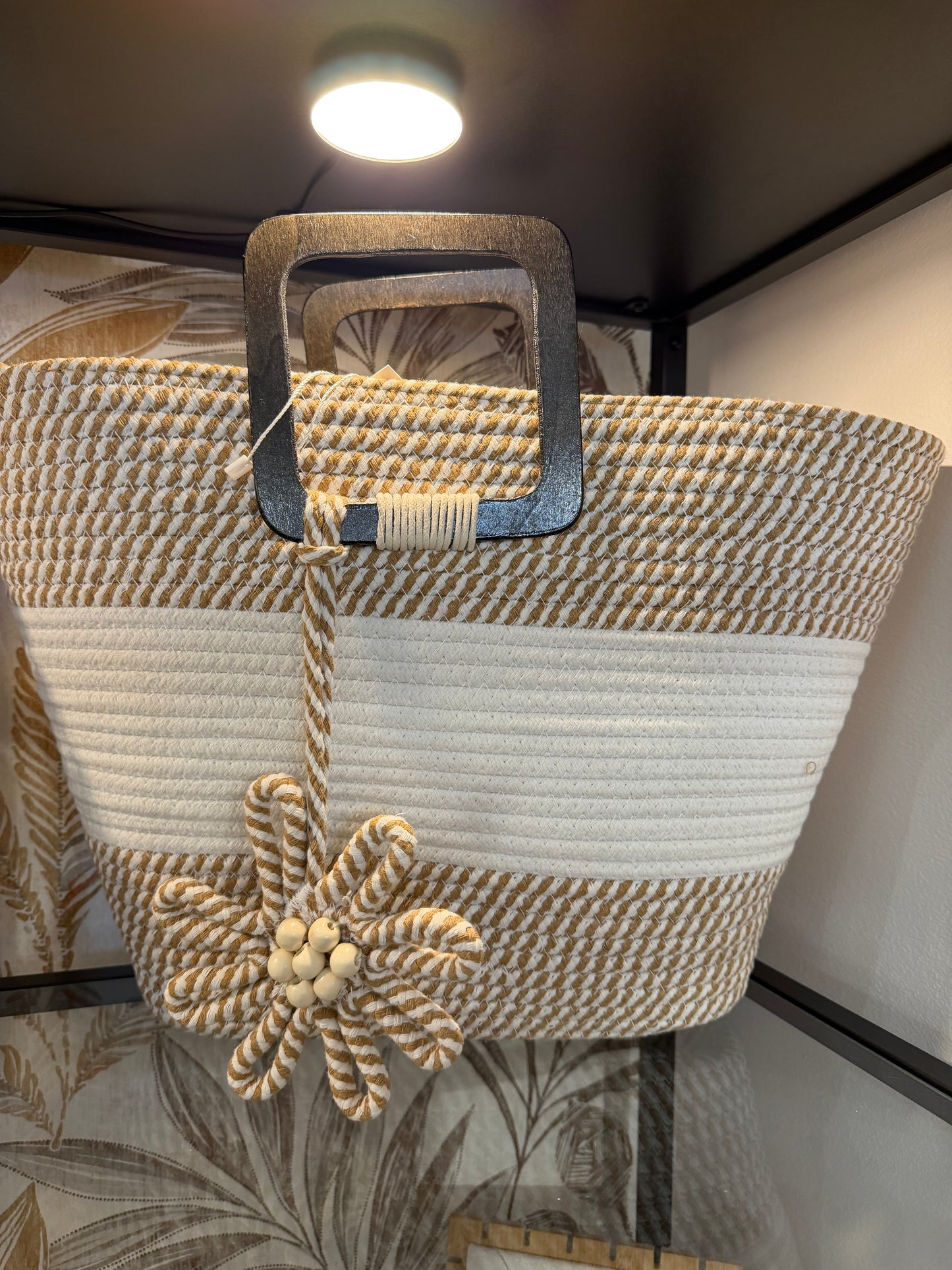 SAC CABAS BOHÈME BEIGE-BLANC