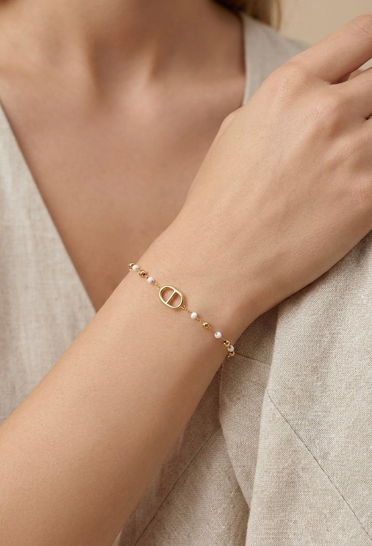 BRACELET MAILLON AVEC PERLE BLANCHE
