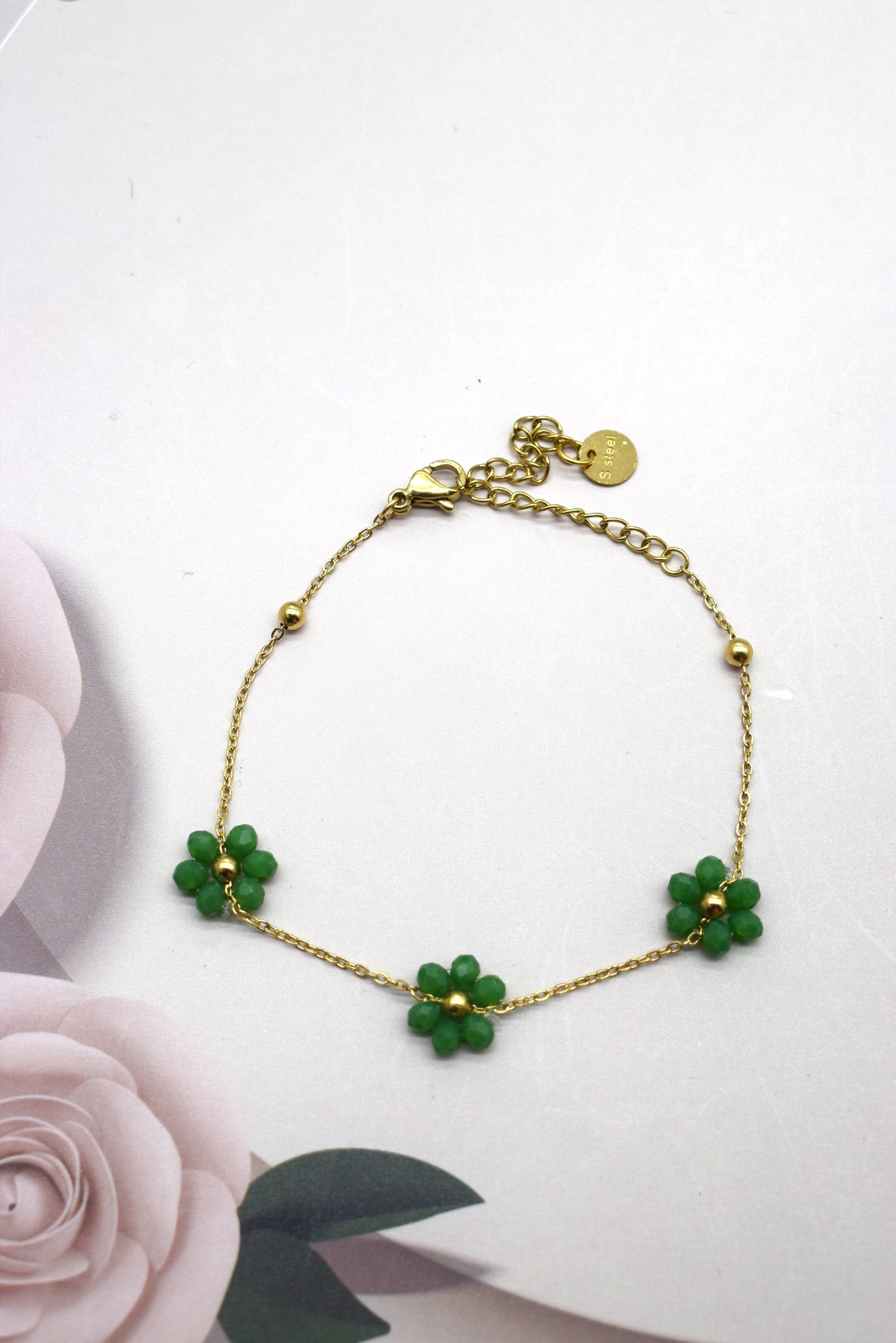 BRACELET FLEUR VERT SAUGE