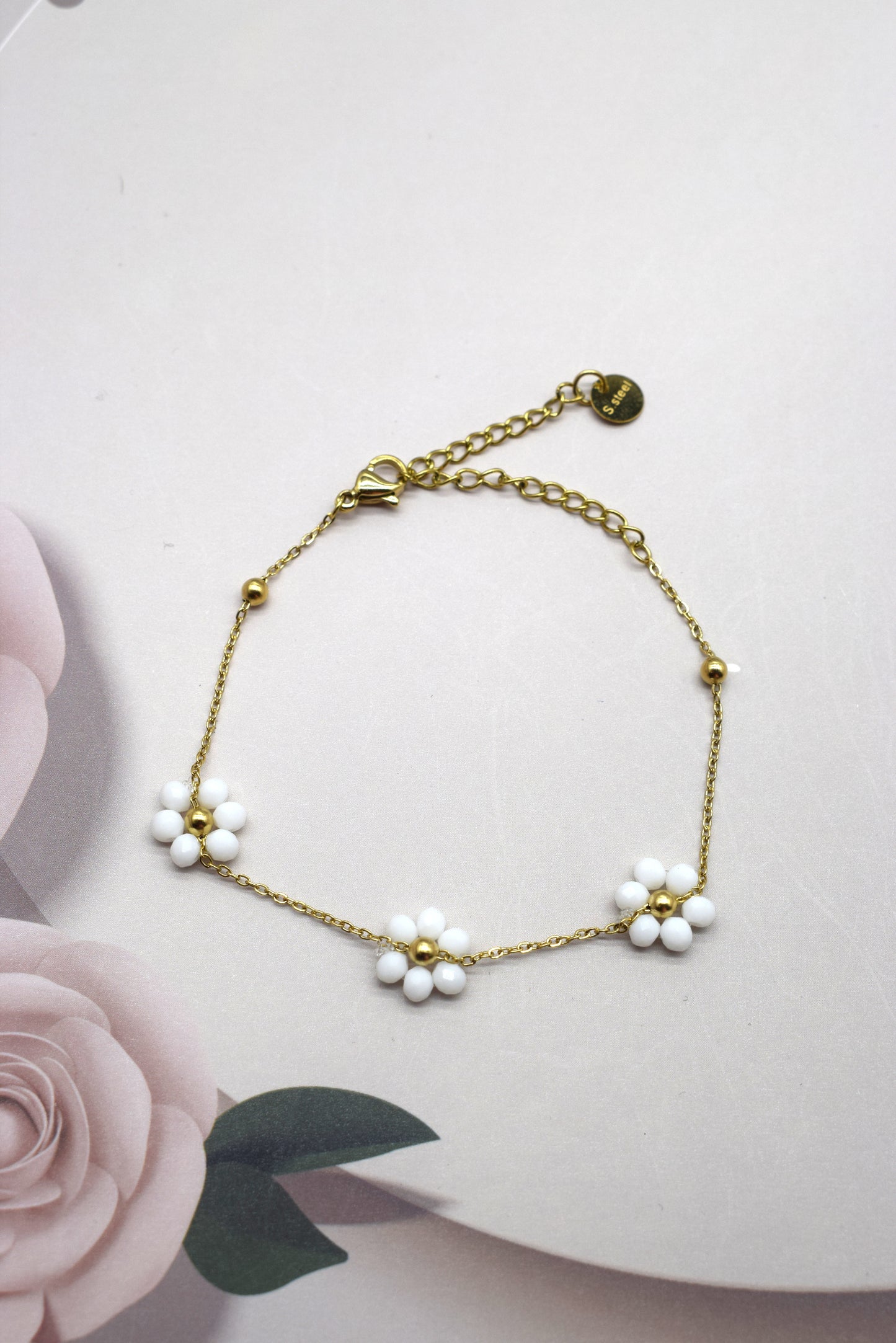 BRACELET FLEUR BLANC