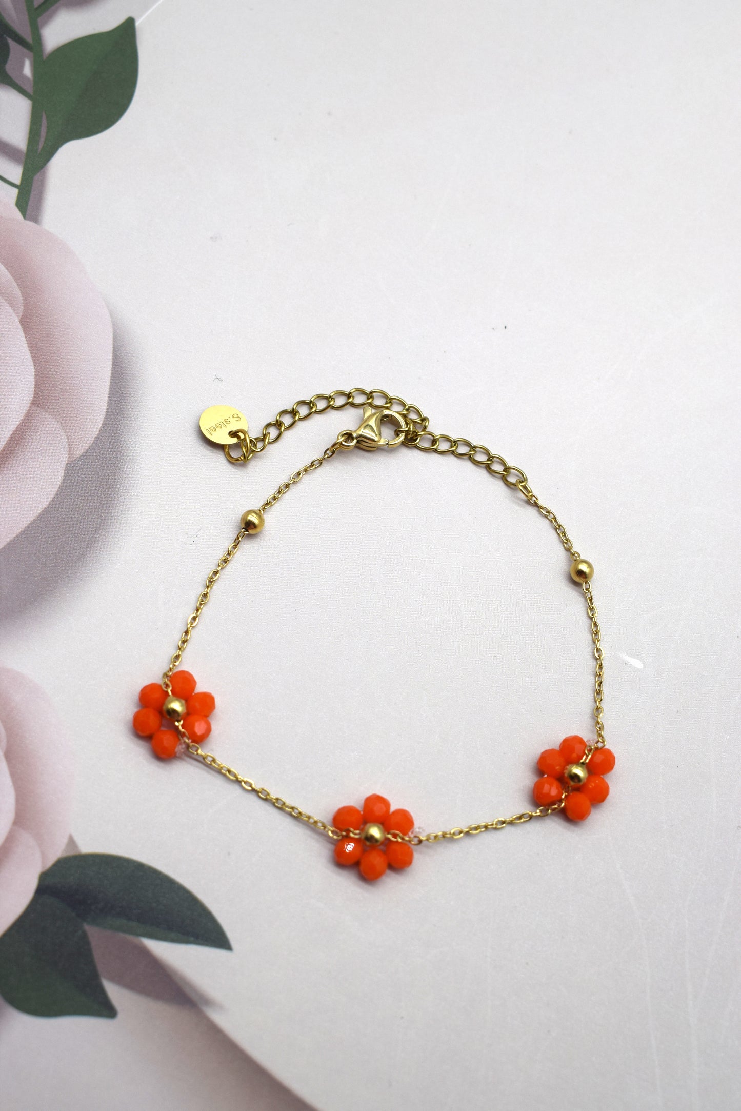 BRACELET FLEUR ORANGE