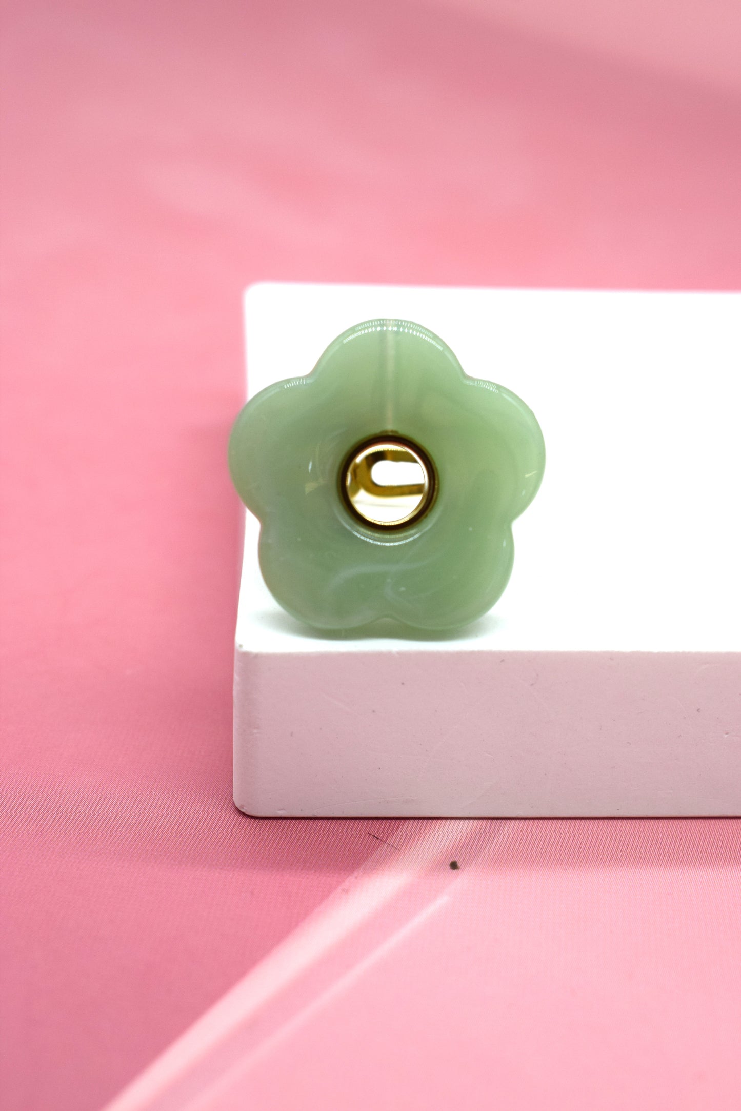 BAGUE FLEUR VERT MENTHE
