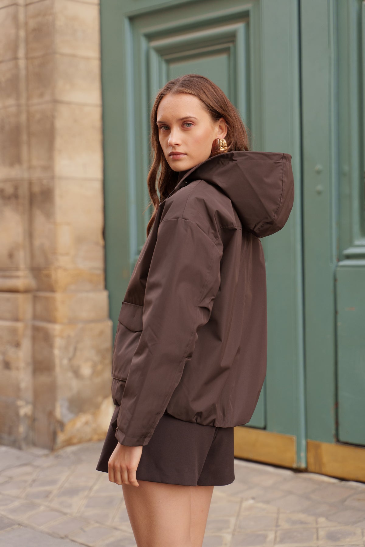 K-Way marron doublé fourrure à capuche