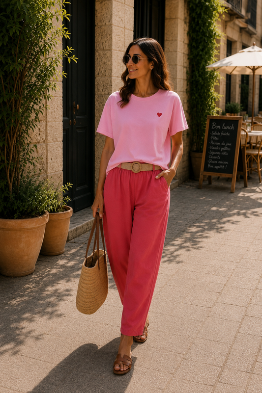 Pantalon coton élégance - rouge cerise