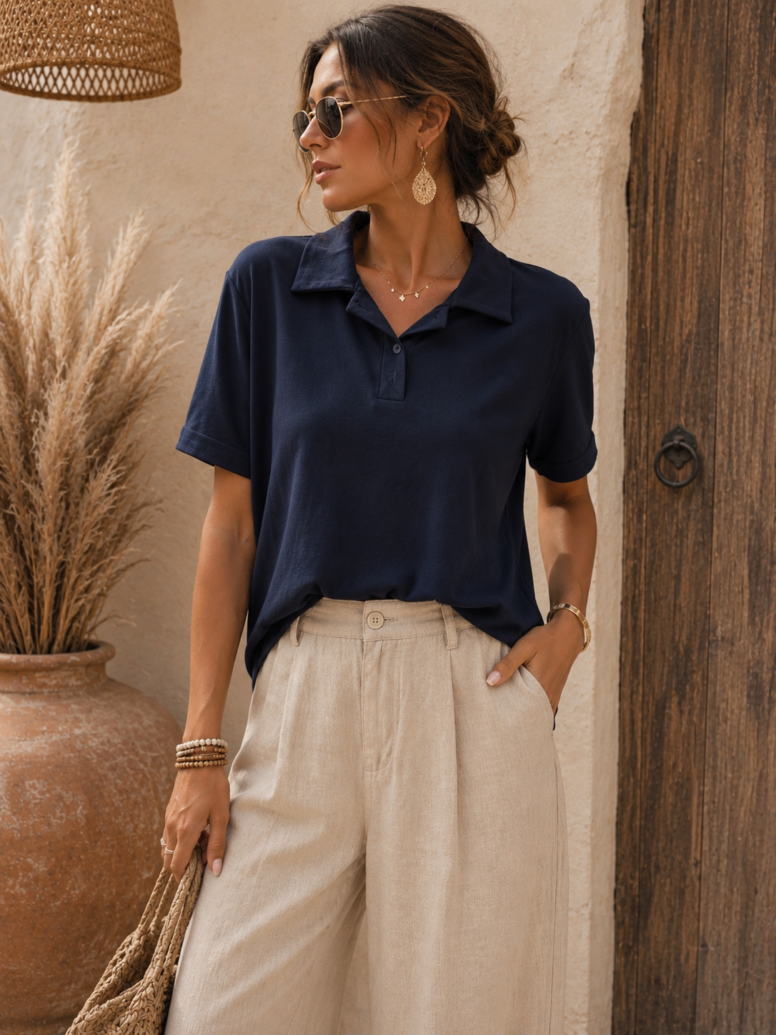 Polo marine épaulette