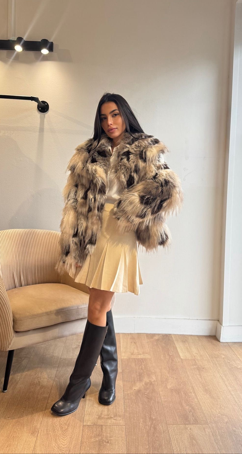 FOURRURE CHOCO/BEIGE