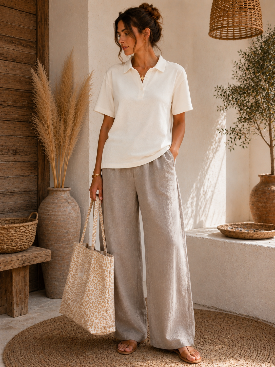 pantalon pure lin taupe - agréable & élégant