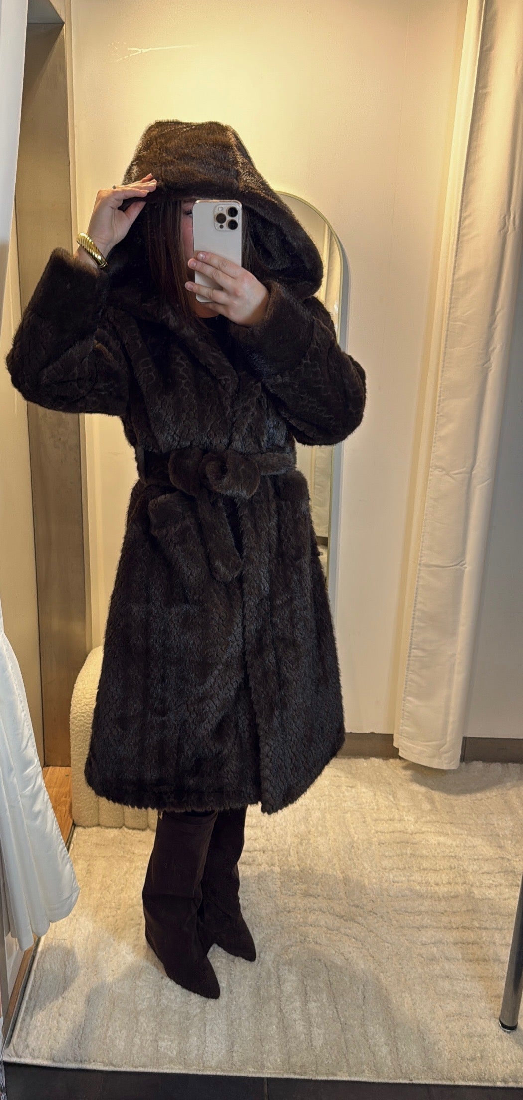 FOURRURE TRÉSSÉE CHOCOLAT