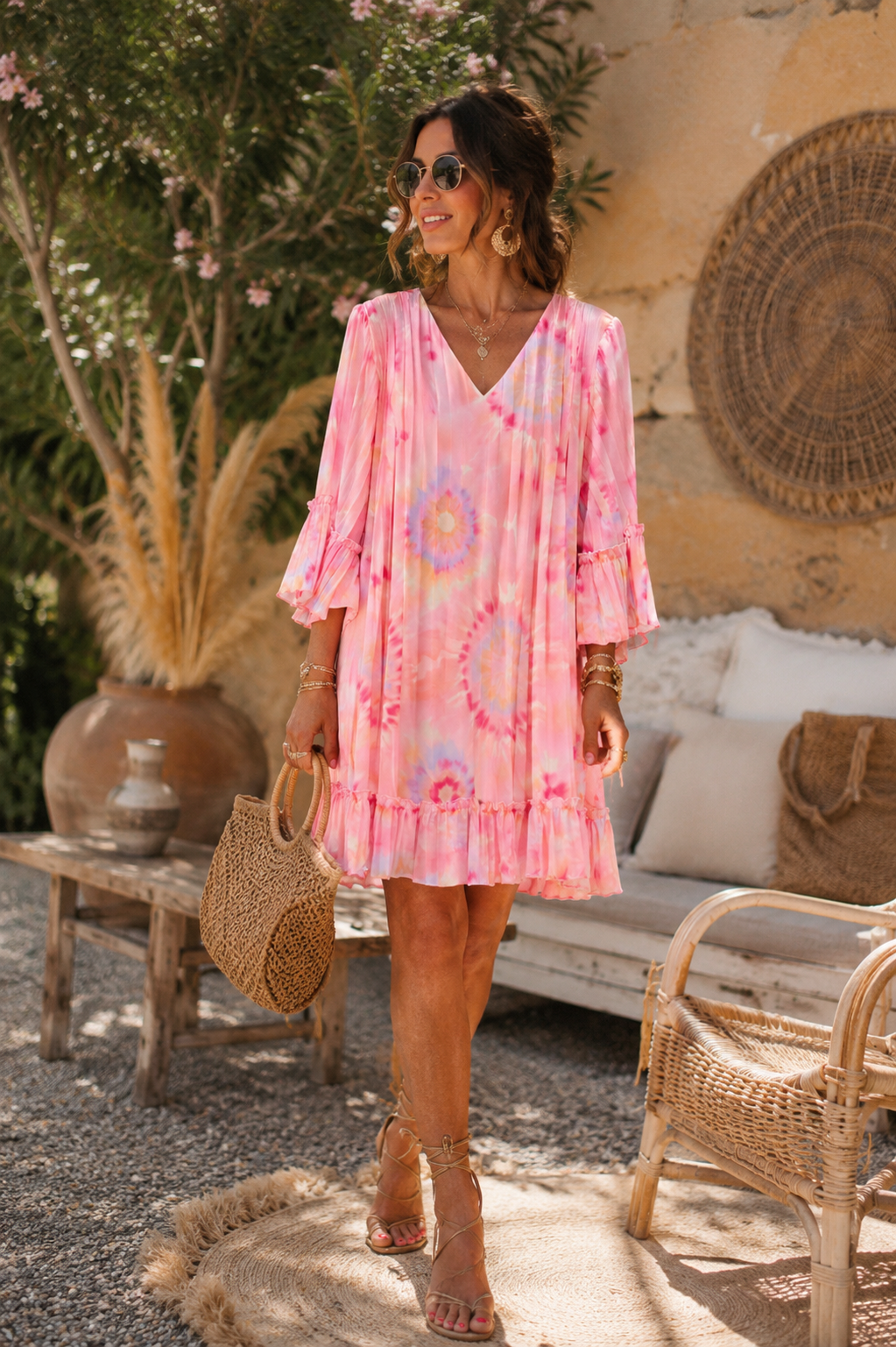 Robe en tulle tie & die courte – légère & romantique