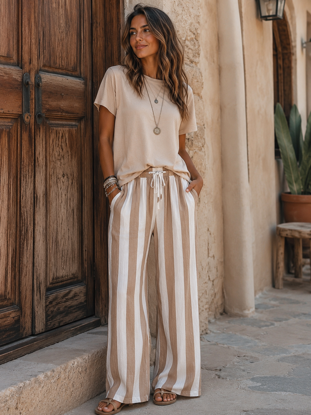Pantalon Rayé Élégance