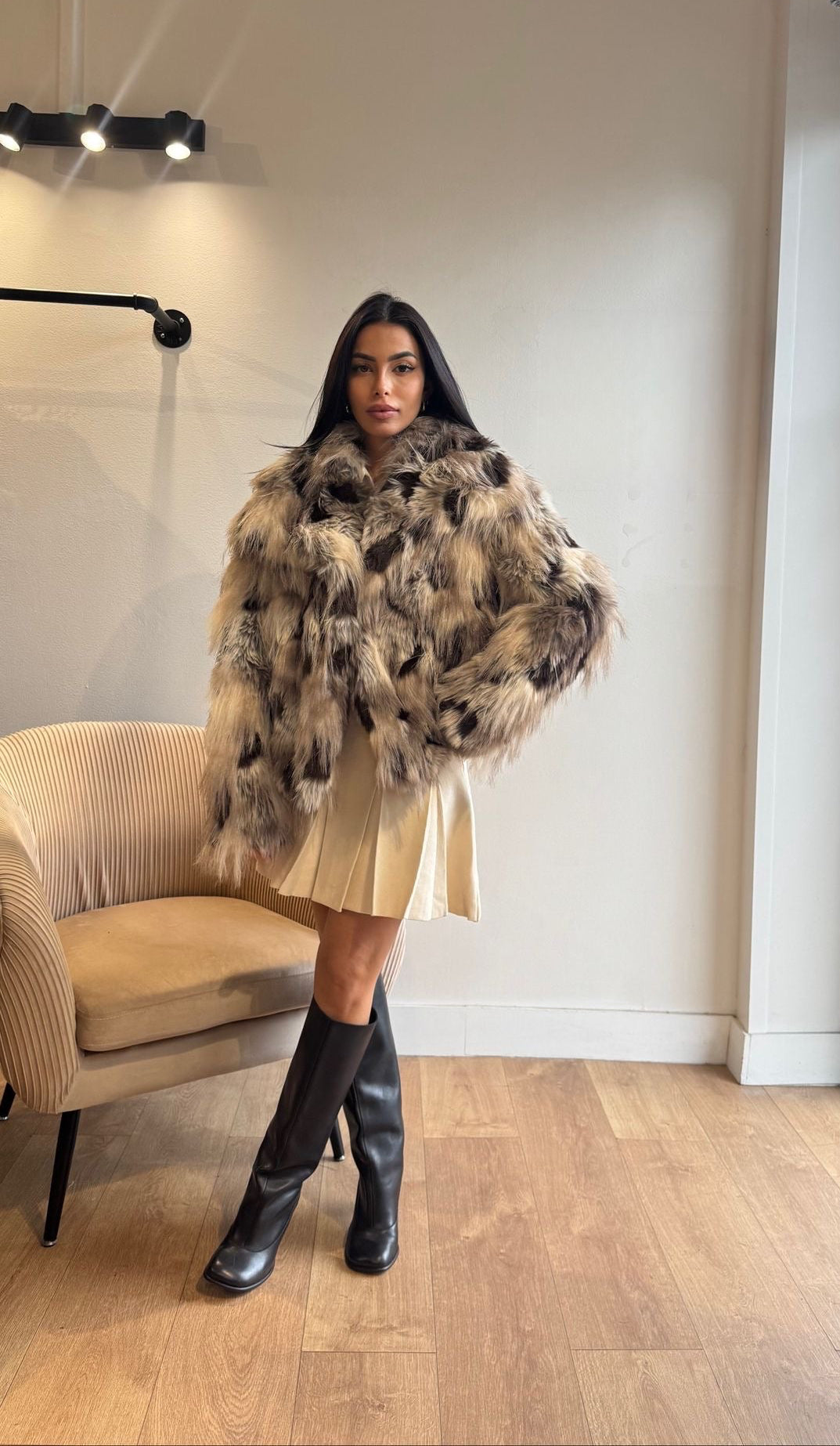 FOURRURE CHOCO/BEIGE