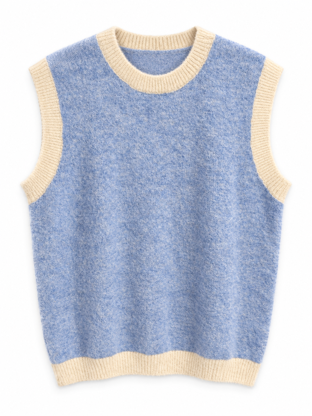 Pull mohair bleu/écru