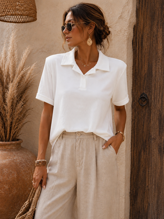 Polo blanc épaulette