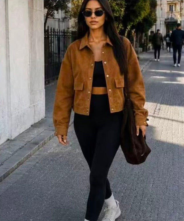 Veste en suédine camel