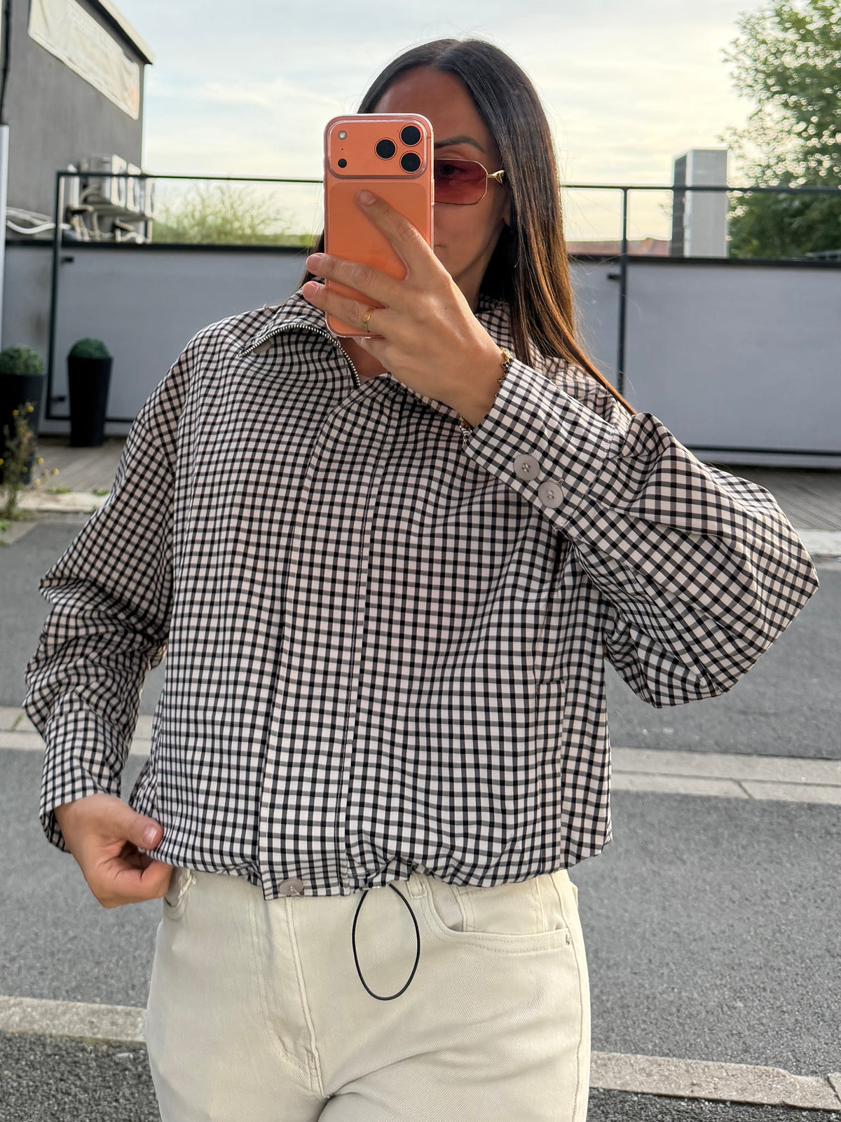 Veste à carreaux déperlante