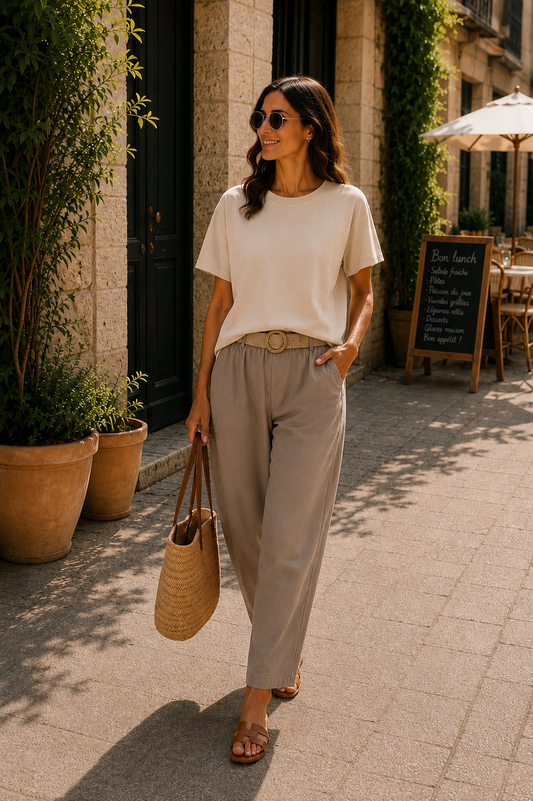 Pantalon coton élégance - taupe