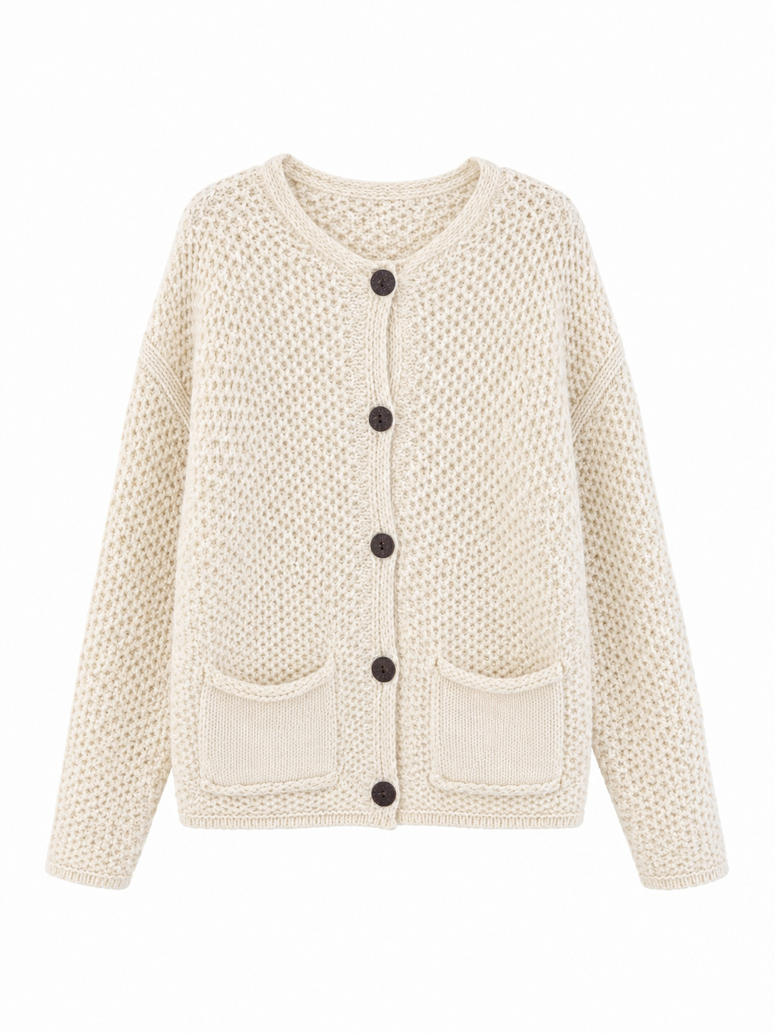Gilet Bohème Écru – Maille Texturée
