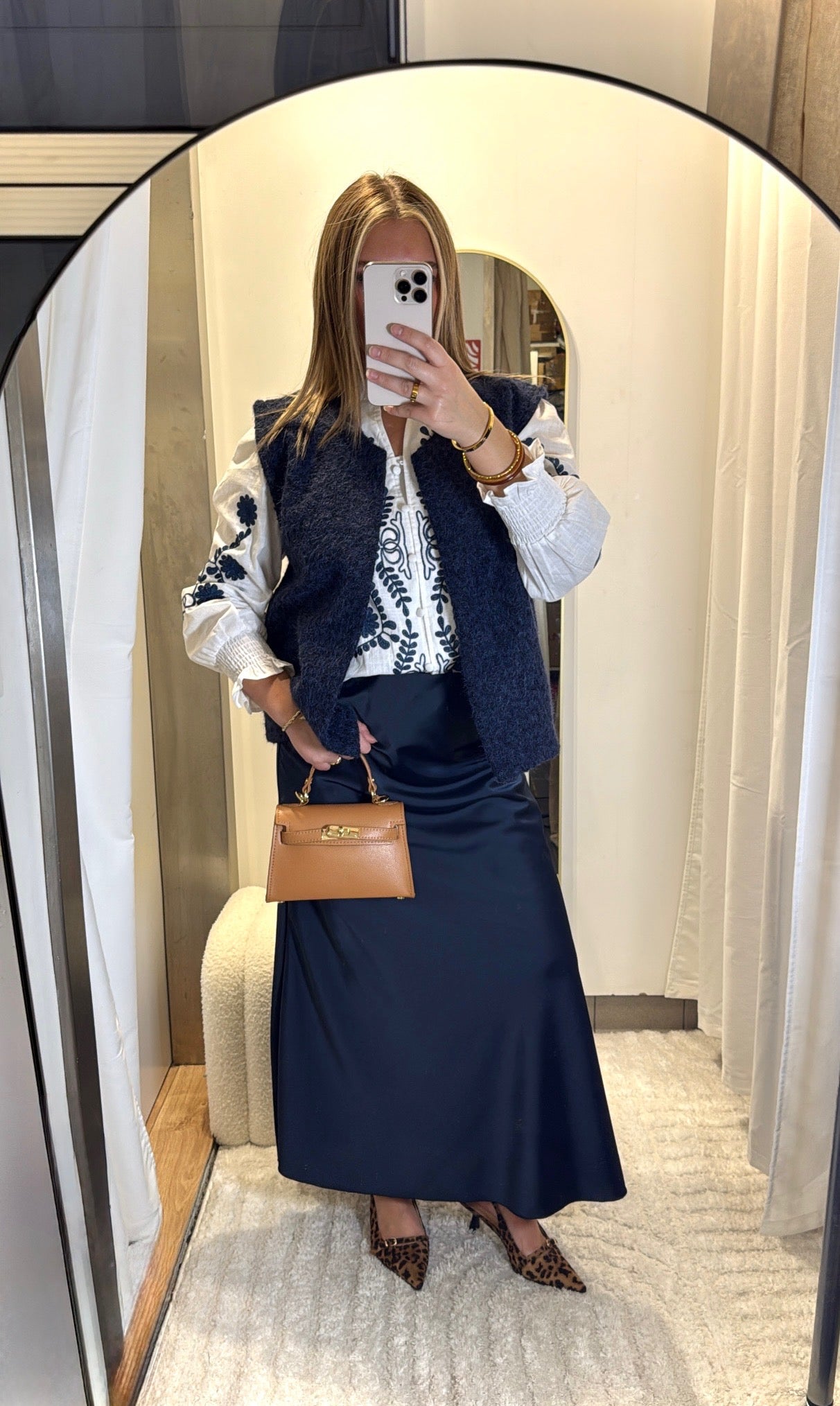 JUPE SATINÉE BLEU MARINE