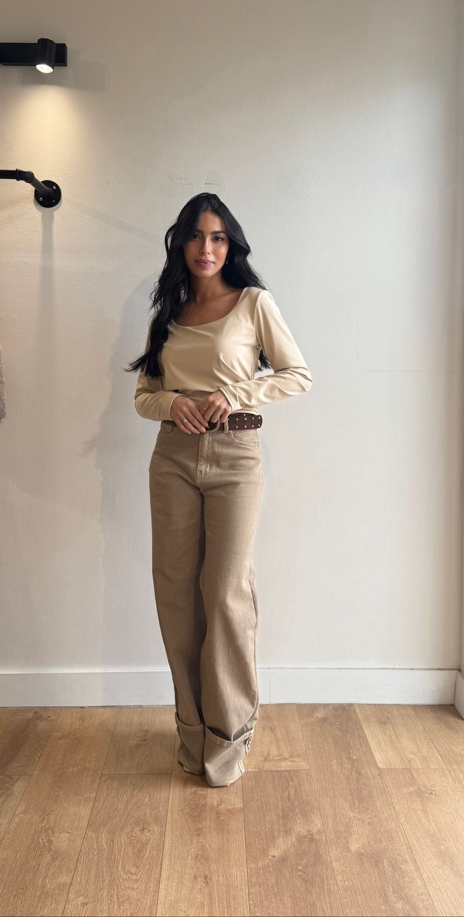 JEANS TAILLE HAUTE BEIGE OURLET