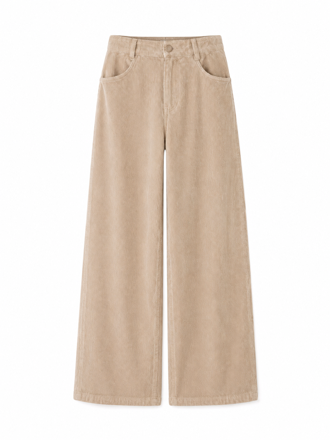 Pantalon Wide Leg en Velours – Beige