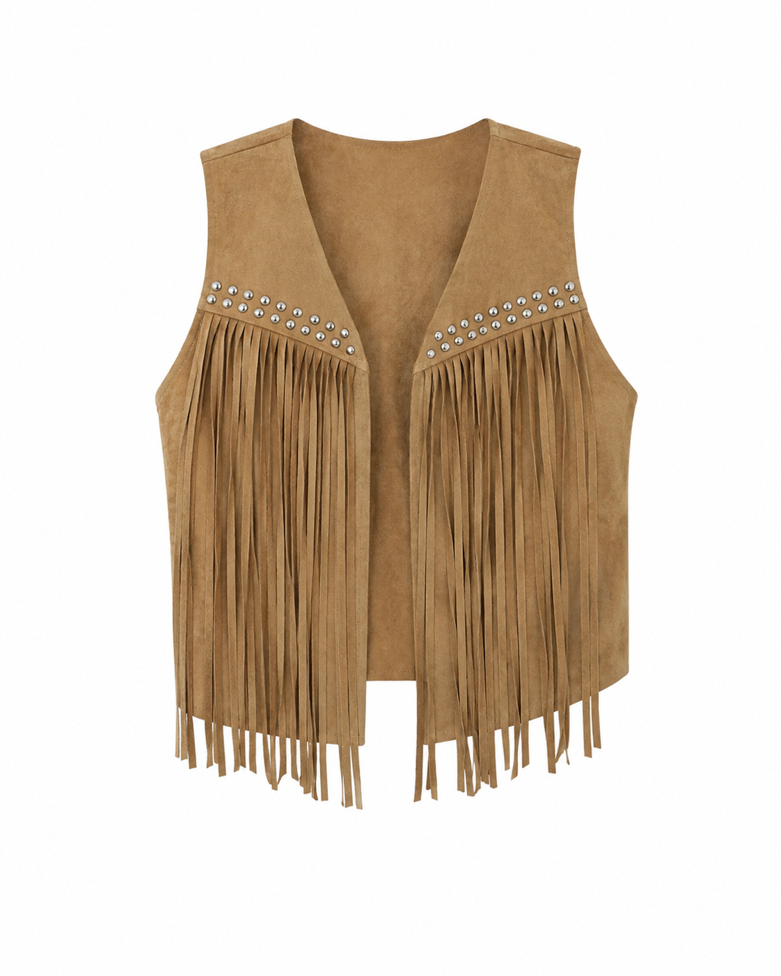 Gilet Bohème à Franges – Camel