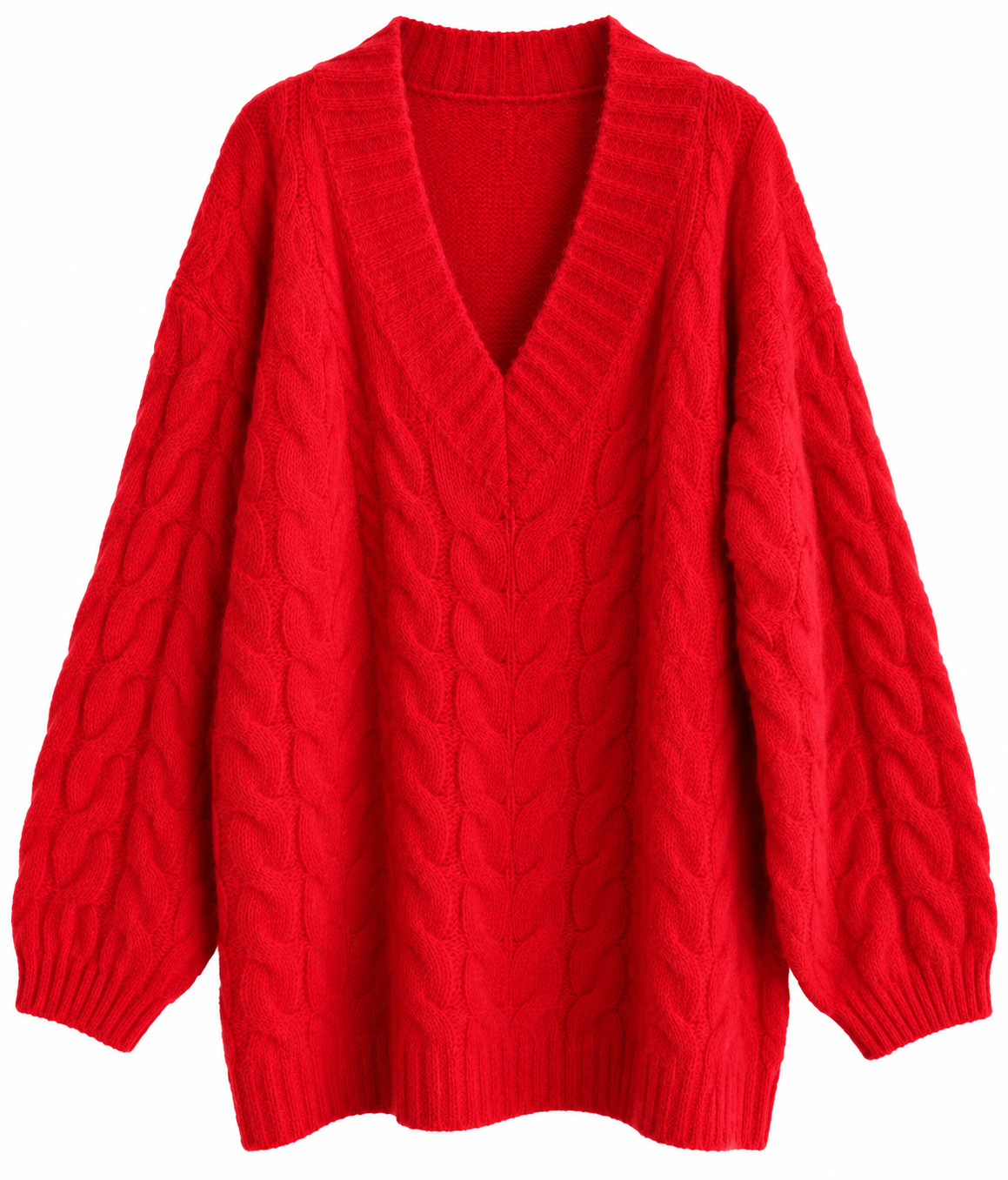 Pull rouge torsadé en laine & alpaga