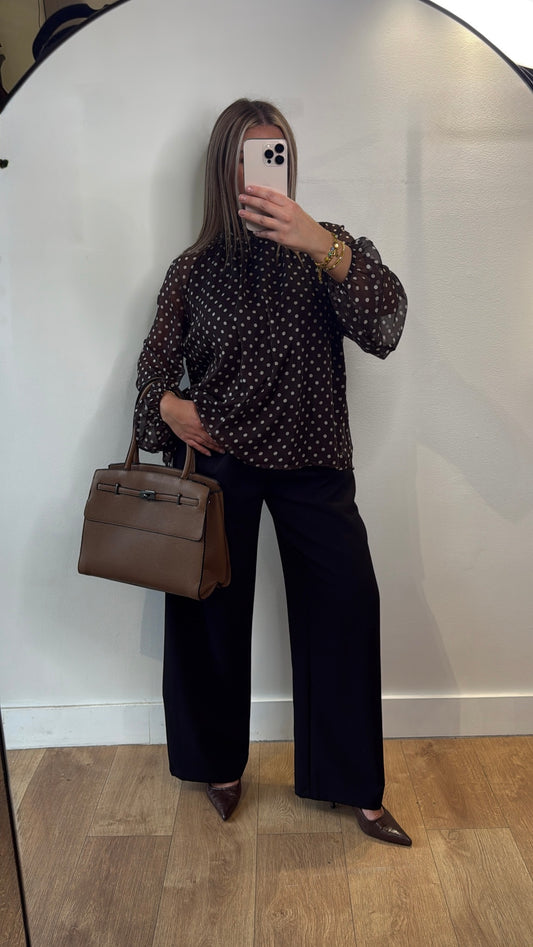 blouse à pois marron