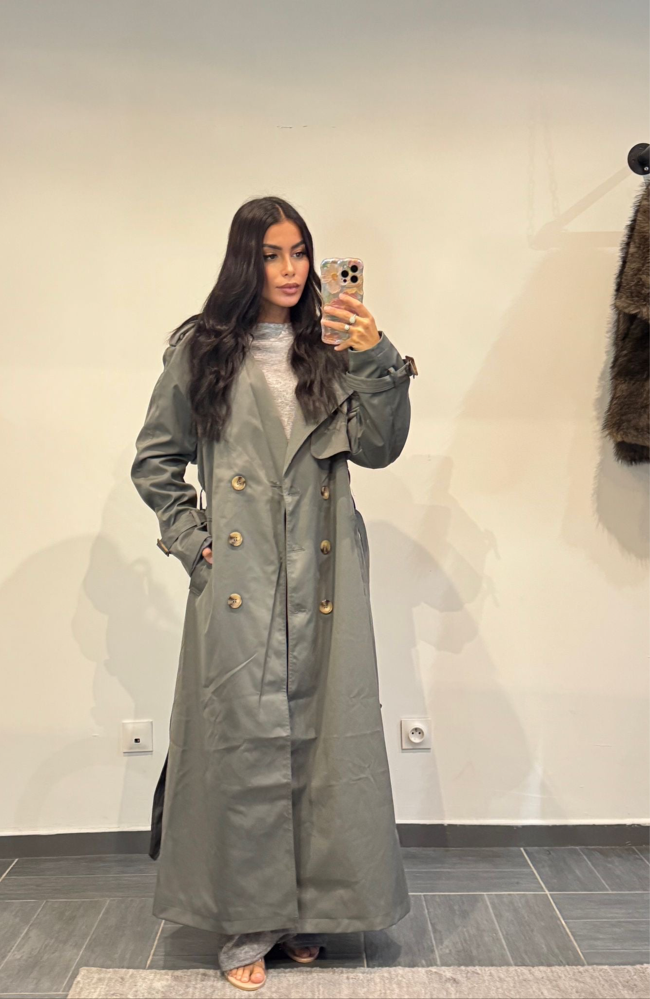 TRENCH LONG IMPERMÉABLE GRIS