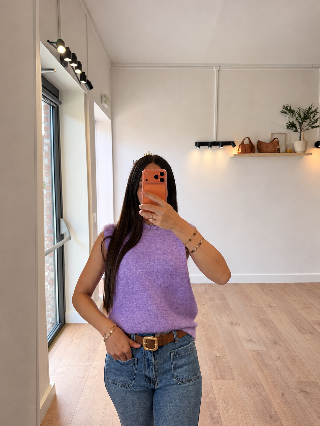 PULL SANS MANCHES VIOLET CLAIR LAINE ET MOHAIR