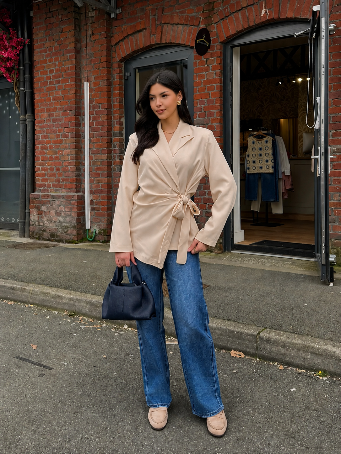 Blazer à nouer beige – Élegance & simplicité